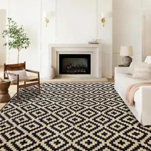 Geometric Black and Beige carpet